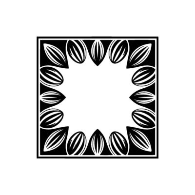 Geometric Black White Floral Frame , Minimalist Border