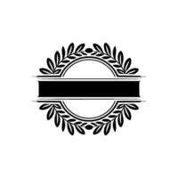 Elegant Black and White Laurel Wreath Emblem with Space For Text vector
