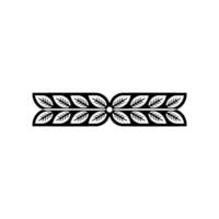 Black Leaf Motif on White Background Decorative Element vector
