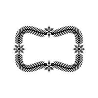 Minimalist Christmas Frame with Fir, Berries, and Snowflakes vector