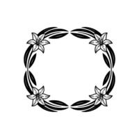 Elegant Floral Frame, Black and White Lily Border, Art Deco Style vector