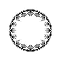 Minimalist Shell Circle Frame , Black White, Elegant Element vector