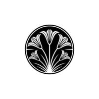Elegant Lily Floral Emblem in Black and White, Minimalist vector