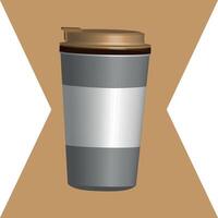 A coffee cup with a lid on a brown background vector