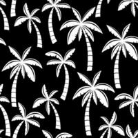 Palm tree seamless pattern on black background. vector