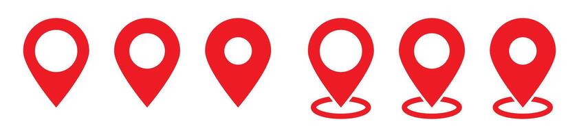 Red location map icons collection. Maps pin. vector
