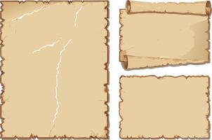Collection of Old Paper Scrolls and Sheets for Treasure Maps and Vintage Documents vector