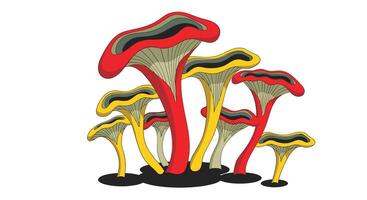 Diverse Mushroom Cluster a Symphony of Shapes Colors and Textures in Nature vector