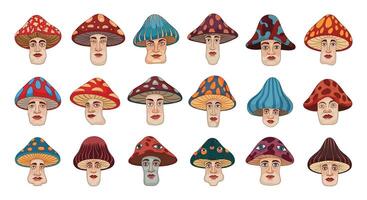 Diverse Faces of Mushroom People A Visual Exploration of Fungi Characters vector