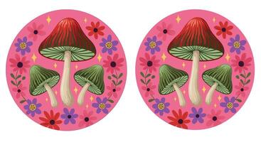 Enchanted Forest Mushroom Delight A Whimsical Journey Through a Botanical Dreamscape and Fantasy vector