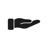 Open Hand Solid Icon. Support, Offering, And Help Gesture Silhouette Symbol. Assistance And Generosity Representation. Isolated Illustration vector