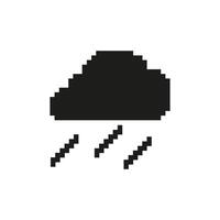 Cloud With Rain Pixel Art Icon. Weather Forecast, Rainy Day, And Precipitation Symbol. Meteorological Conditions. Isolated Illustration vector