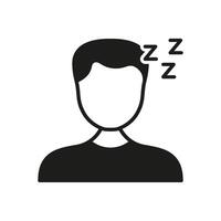 Sleeping Person With Zzz Solid Icon. Sleep, Rest, And Relaxation Silhouette Symbol. Tiredness And Nap Representation. Isolated Illustration vector