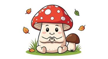 Whimsical Mushroom Friend in Autumn a Delightful Character for Children's Illustrations vector