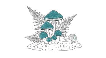 Digital Art of Forest Scene With Mushrooms and Leaves in Detailed Illustration Style vector