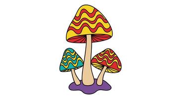 A Trippy Trio A Psychedelic Mushroom Cluster With Colors and Wavy Patterns and Shapes vector
