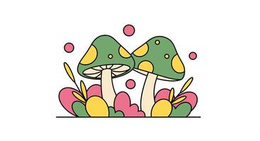 Delightful Forest Floor Fungi A Whimsical Assemblage of Nature's Treasure Trove For All vector