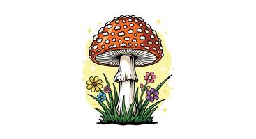 Delightful Mushroom Illustration in a Natural Setting Representing the Enchantment of the Forest vector