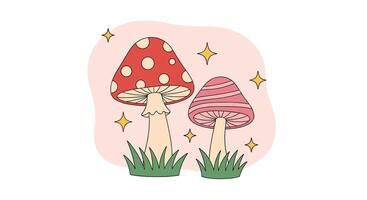 Whimsical Mushroom Duo A Delightful Pairing from the Forest Floor Scene vector