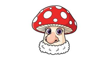 Funny Mushroom Character With Big Nose And Red Cap Surrounded By Spots vector