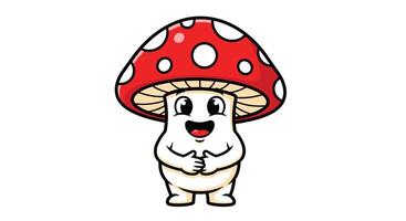 Whimsical Cartoon Mushroom Character Bringing Joy to the Forest with its Cheerful Smile vector