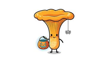 Whimsical Mushroom Character with Honey Pot and Spider Creating a Fun Fantasy World vector