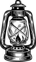 A vintage style illustration representing a camp lantern vector
