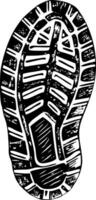 A vintage style illustration showing a boot imprint vector