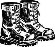 A vintage style illustration showing hunting boots vector