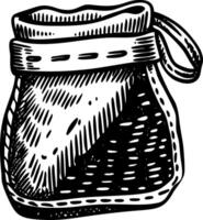 A vintage style illustration representing wool pouch vector