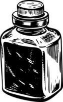 A vintage style illustration showing powder flask vector
