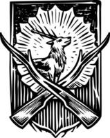 A vintage style illustration depicting hunting badge vector