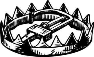 A vintage style illustration representing a bear trap vector
