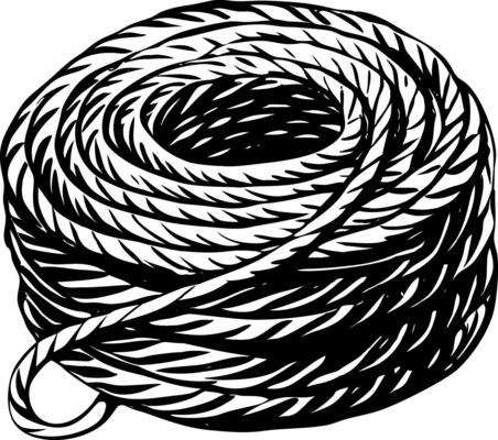 A vintage style illustration depicting rope coil