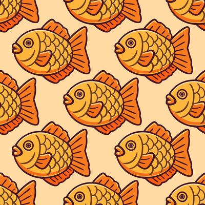 seamless taiyaki pattern. Japanese traditional fish shaped dessert