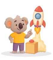 Startup launch concept koala with rocket vector