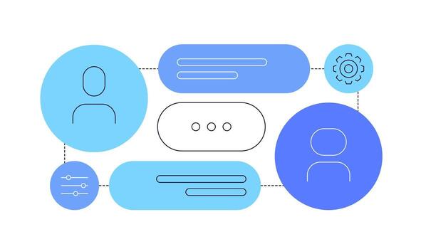 charlar. humano persona y larva del moscardón comunicación. máquina aprendiendo. esquema, infografía elemento vector