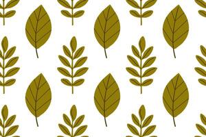 Seamless pattern with autumn leaves in olive green tones. Ideal for fall-themed packaging, textiles, wrapping paper, and seasonal backgrounds vector