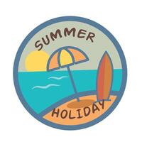 Beach Umbrella and Surfboard Scene vector