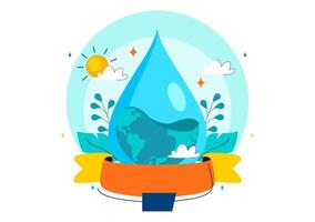 Flat Style of World Water Monitoring Day Highlighting Global Water Protection and Conservation Themes vector