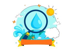 Cartoon for Water Monitoring Day with Earth and Droplets Promoting Clean Water Awareness vector