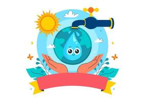 Planet Earth and Droplets for World Water Monitoring Day on September 18 in Flat Style vector
