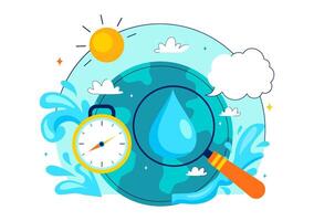 September 18 World Water Monitoring Day Illustration with Globe, Droplets, and Environmental Awareness vector
