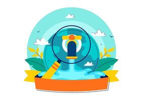 Illustration for World Water Monitoring Day on September 18 Featuring Earth and Water Droplets in a Flat Cartoon Style vector
