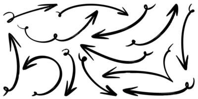 Set of Hand drawn arrow doodle on white background . vector