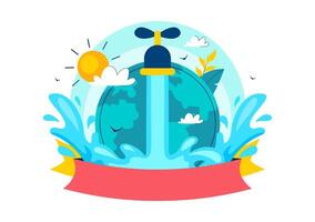 Eco-Friendly Design for World Water Monitoring Day in Flat Style with Planet and Water Drops vector