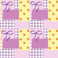 seamless colorful pattern with polka dots and ribbon with yellow purple pink background vector