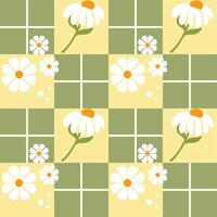 seamless pattern with flower green an yellow background vector