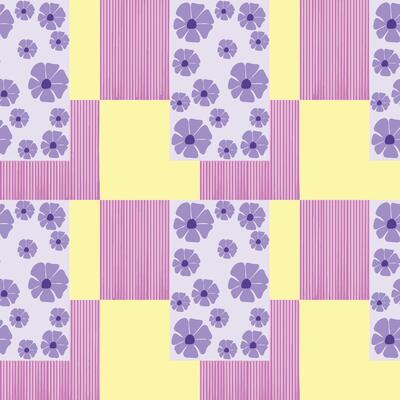 seamless colorful pattern with flower and yellow purple pink background