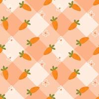 seamless pattern with carrot and flowers with orange background vector